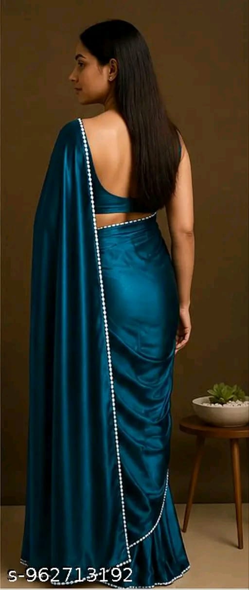SM Women Satin Silk Solid Saree