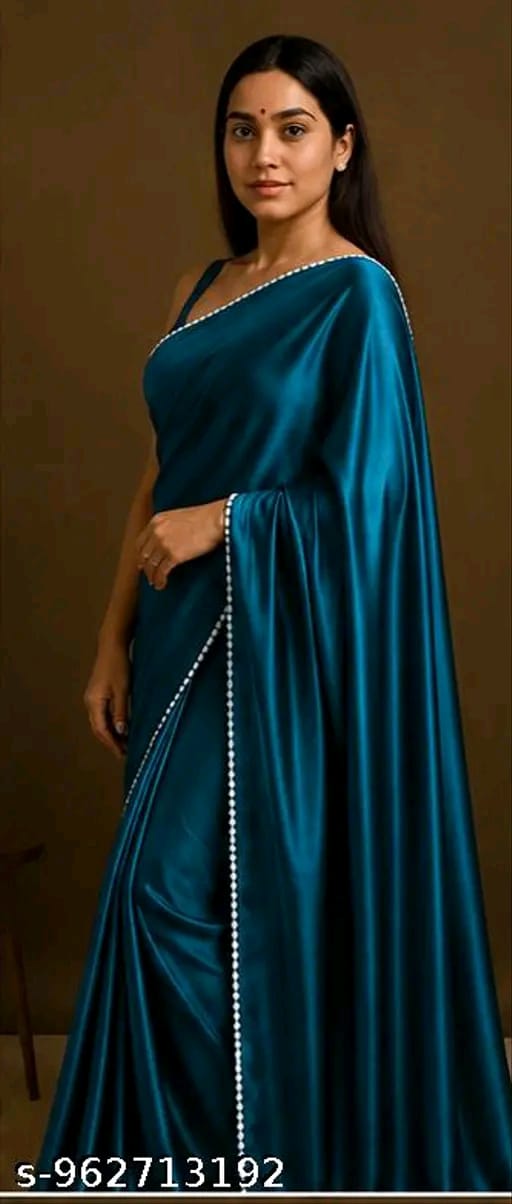 SM Women Satin Silk Solid Saree