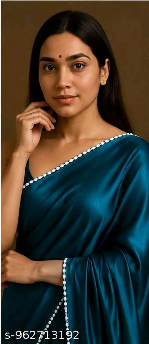 SM Women Satin Silk Solid Saree