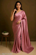 SM Women Satin Silk Solid Saree