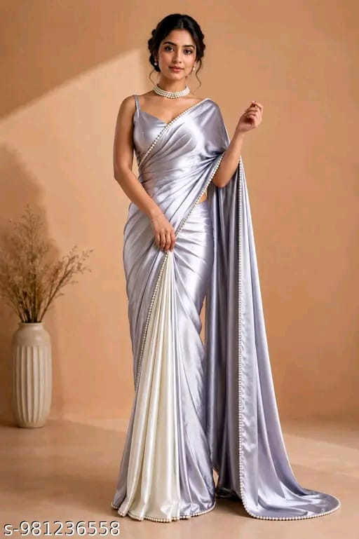 SM Women Satin Solid Saree