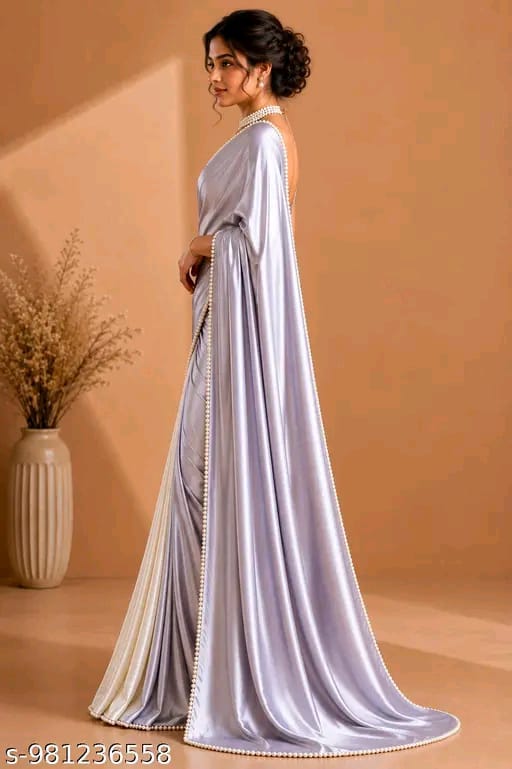 SM Women Satin Solid Saree
