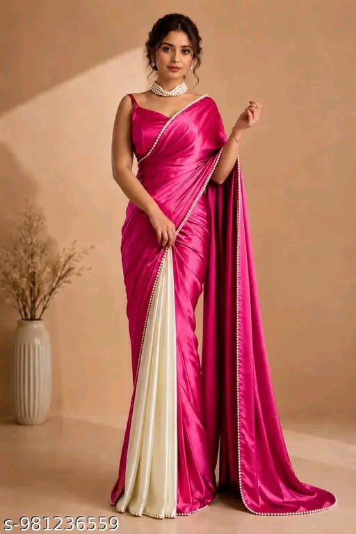 SM Women Satin Solid Saree