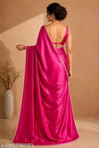 SM Women Satin Solid Saree