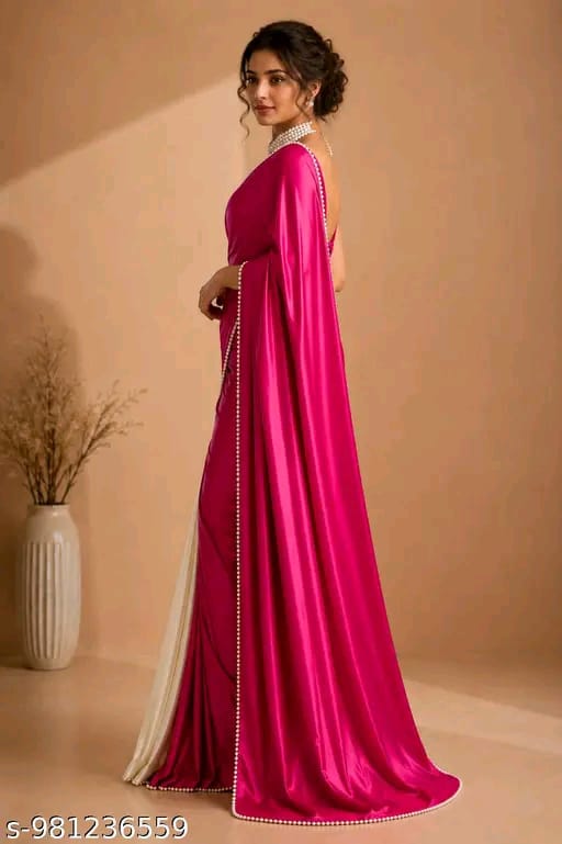 SM Women Satin Solid Saree