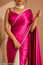 SM Women Satin Solid Saree