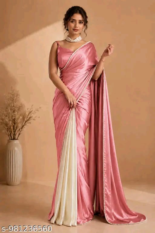 SM Women Satin Solid Saree