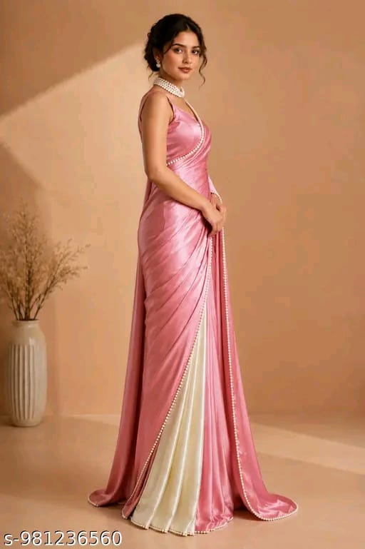 SM Women Satin Solid Saree