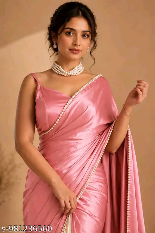 SM Women Satin Solid Saree
