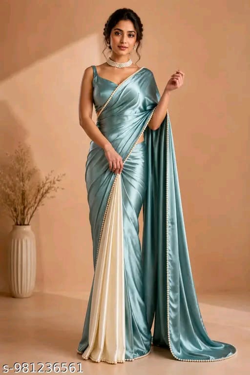 SM Women Satin Solid Saree