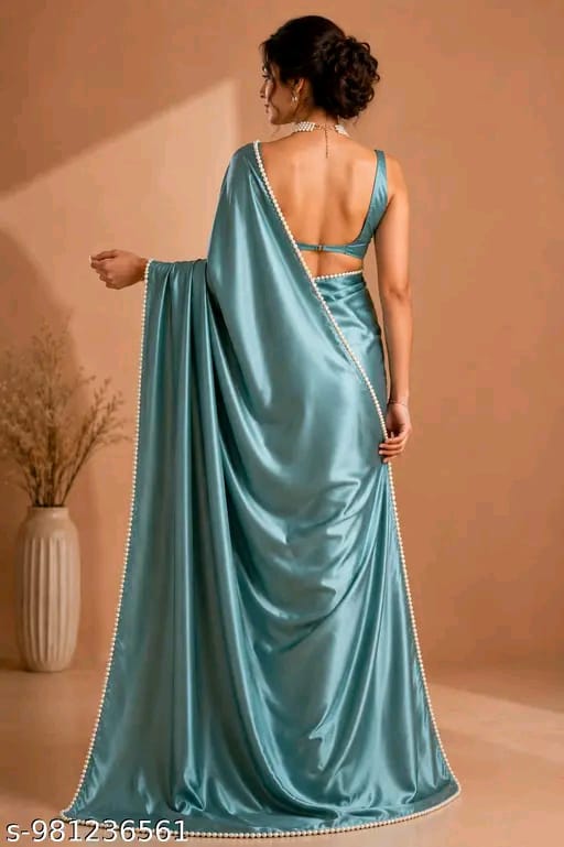 SM Women Satin Solid Saree