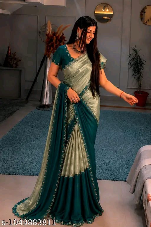 SM Women Satin Solid Saree