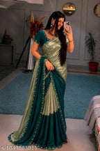 SM Women Satin Solid Saree