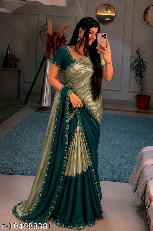 SM Women Satin Solid Saree