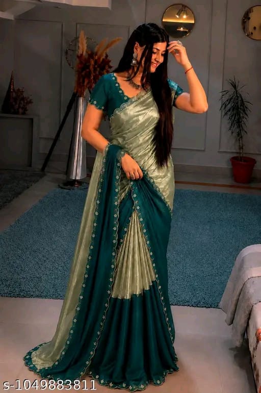 SM Women Satin Solid Saree