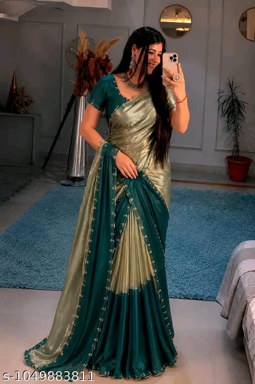 SM Women Satin Solid Saree