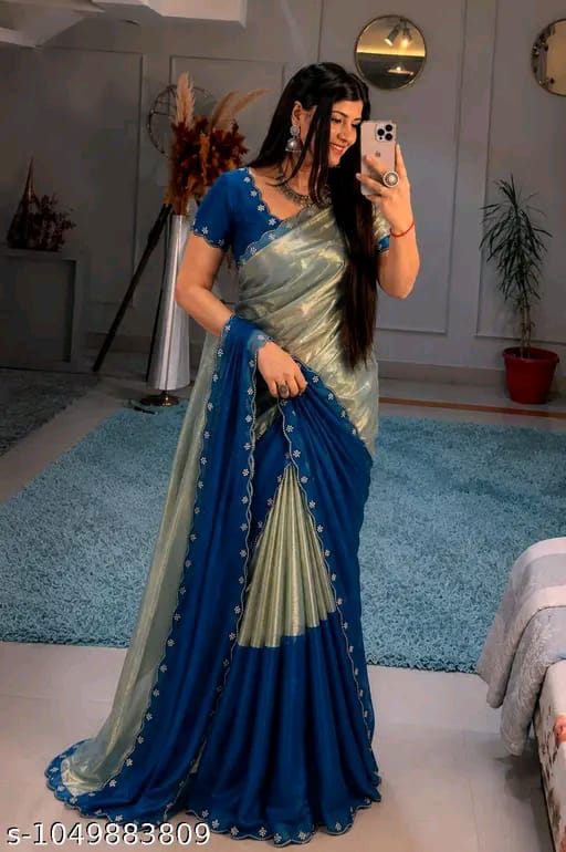 SM Women Satin Solid Saree