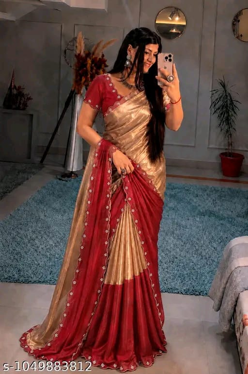 SM Women Satin Solid Saree