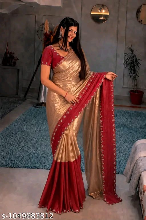 SM Women Satin Solid Saree