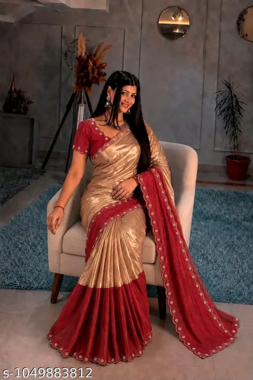 SM Women Satin Solid Saree