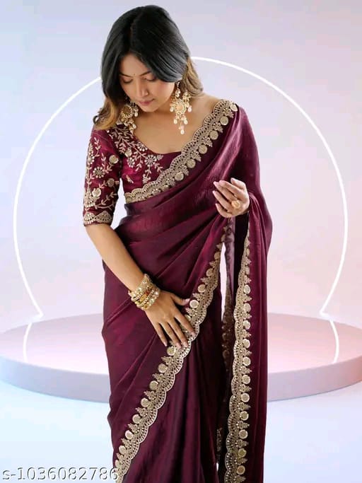 SM Women Georgette Solid Saree