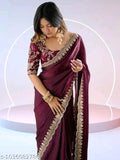 SM Women Georgette Solid Saree