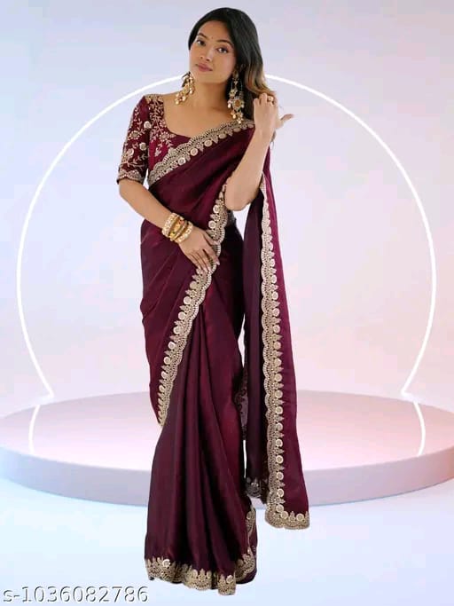 SM Women Georgette Solid Saree