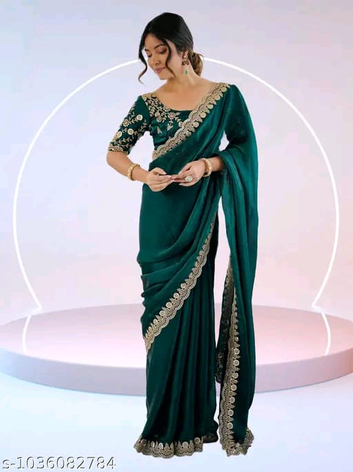 SM Women Georgette Solid Saree