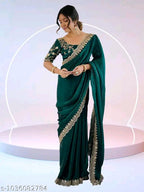 SM Women Georgette Solid Saree