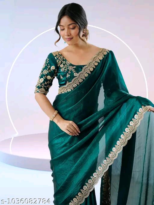 SM Women Georgette Solid Saree