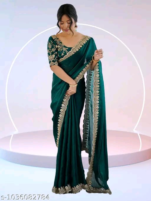 SM Women Georgette Solid Saree