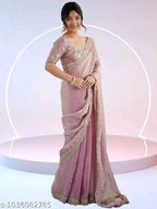 SM Women Georgette Solid Saree