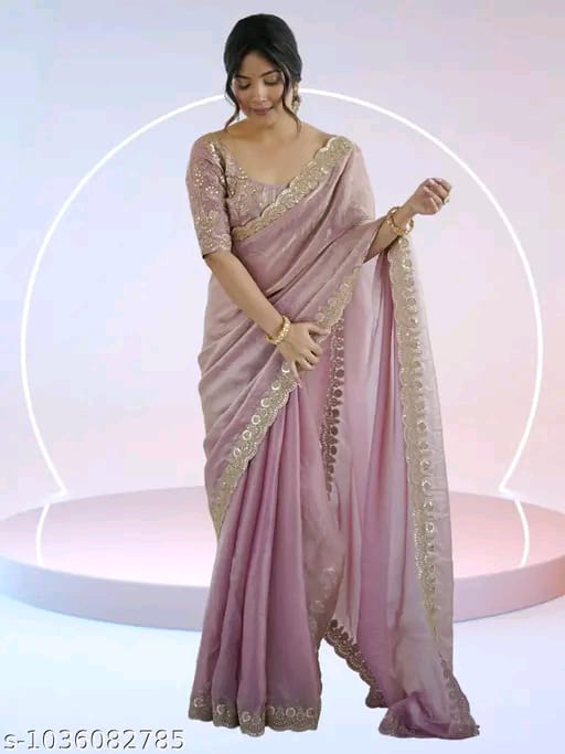 SM Women Georgette Solid Saree