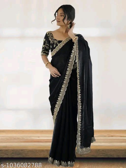 SM Women Georgette Solid Saree