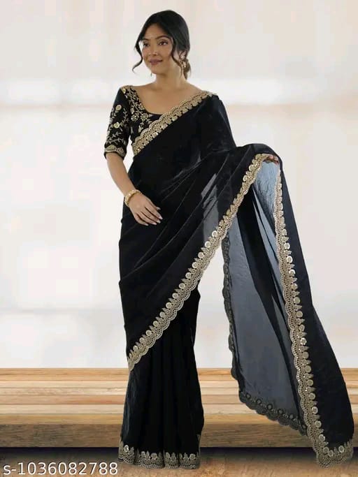 SM Women Georgette Solid Saree