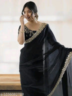 SM Women Georgette Solid Saree