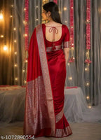 SM Women Silk Blend Solid Saree