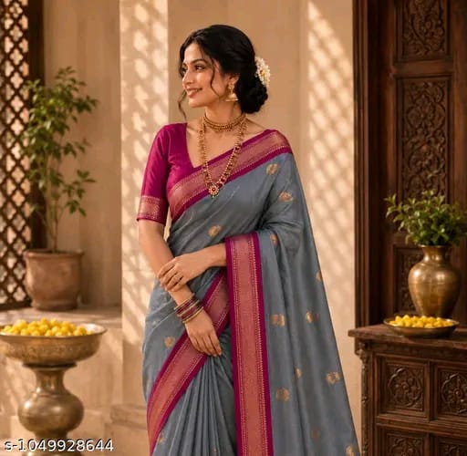 SM Women Cotton Silk Saree