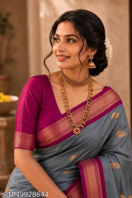 SM Women Cotton Silk Saree