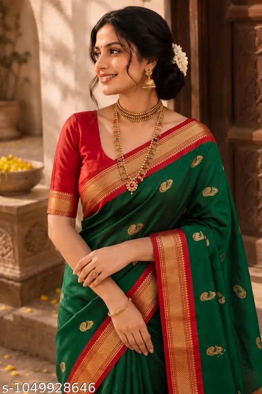 SM Women Cotton Silk Saree