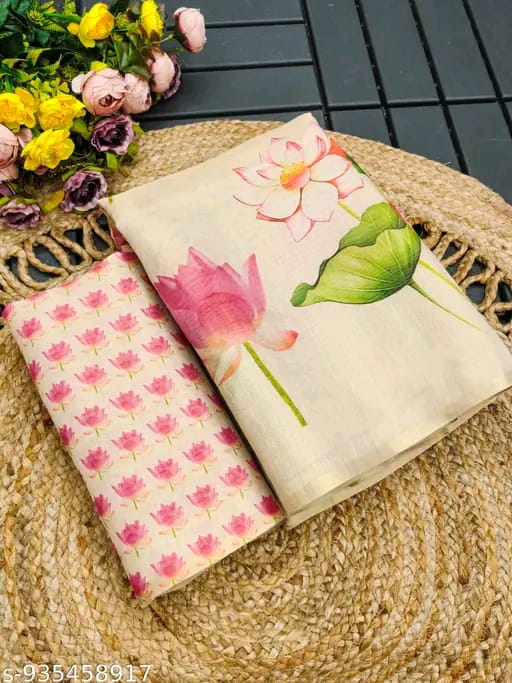 SM Women Cotton Silk Printed Saree
