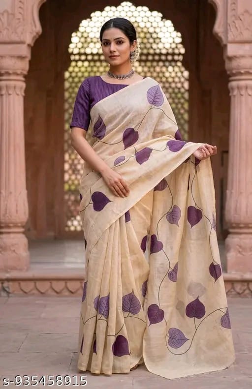SM Women Cotton Silk Printed Saree