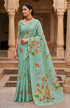 SM Women Cotton Silk Printed Saree