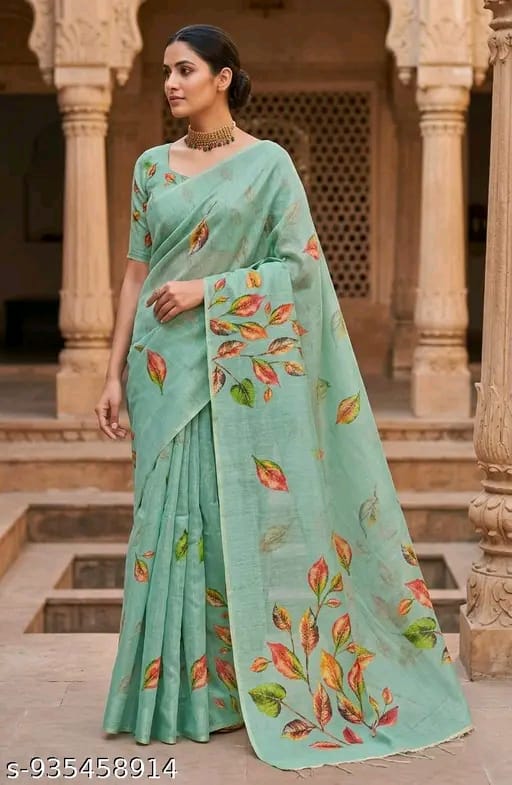 SM Women Cotton Silk Printed Saree
