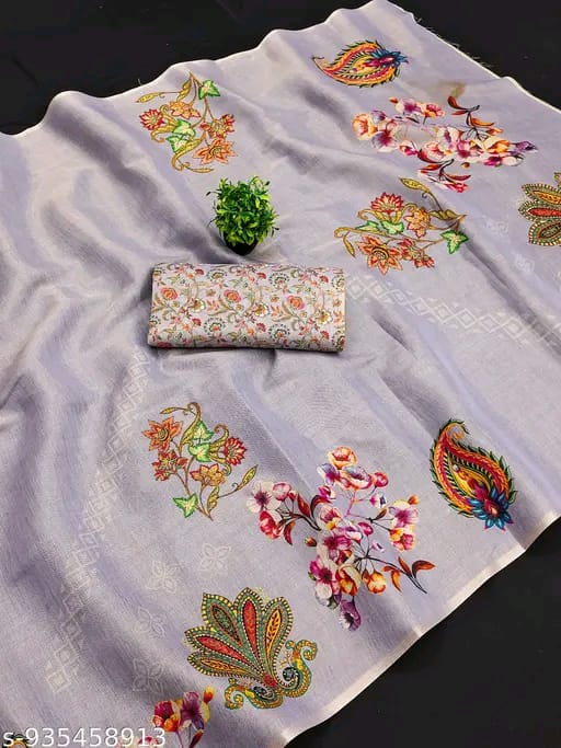 SM Women Cotton Silk Printed Saree