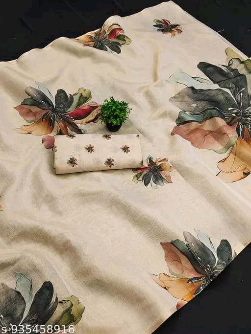 SM Women Cotton Silk Printed Saree