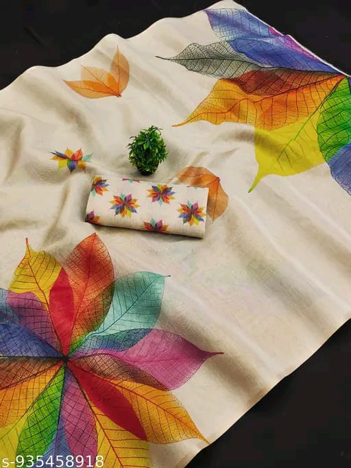 SM Women Cotton Silk Printed Saree