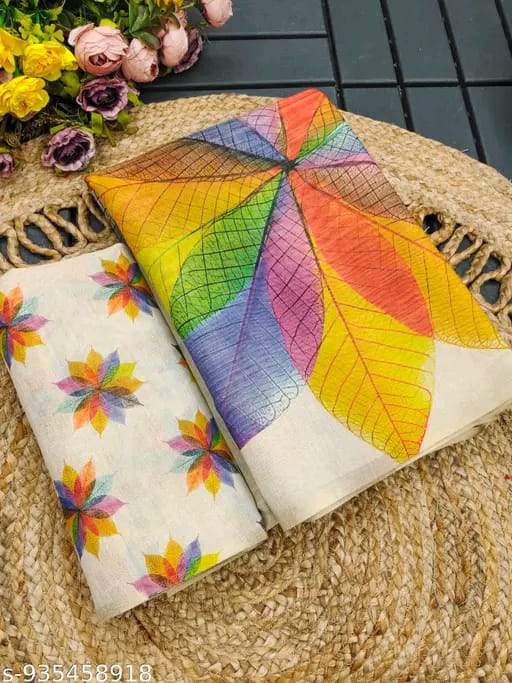 SM Women Cotton Silk Printed Saree