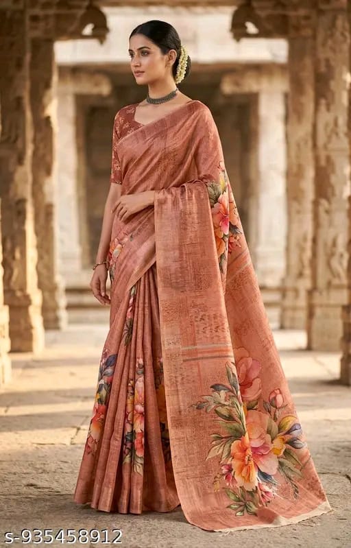 SM Women Cotton Silk Printed Saree