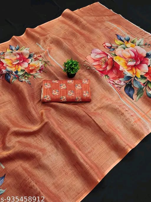 SM Women Cotton Silk Printed Saree